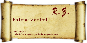 Rainer Zerind névjegykártya